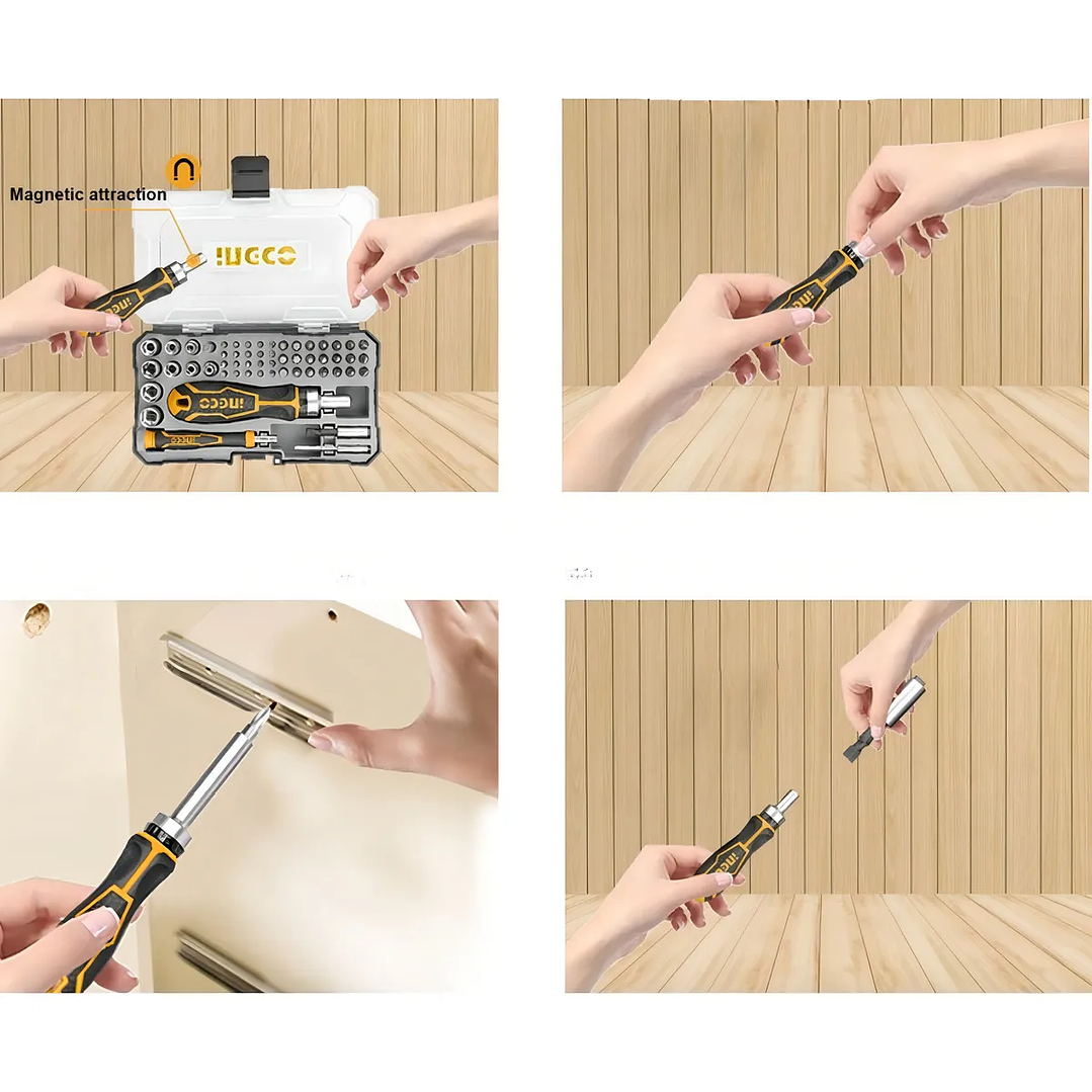 Set Destornillador Ingco Puntas Industrial Sl/ph/t/h 55 Piezas 6