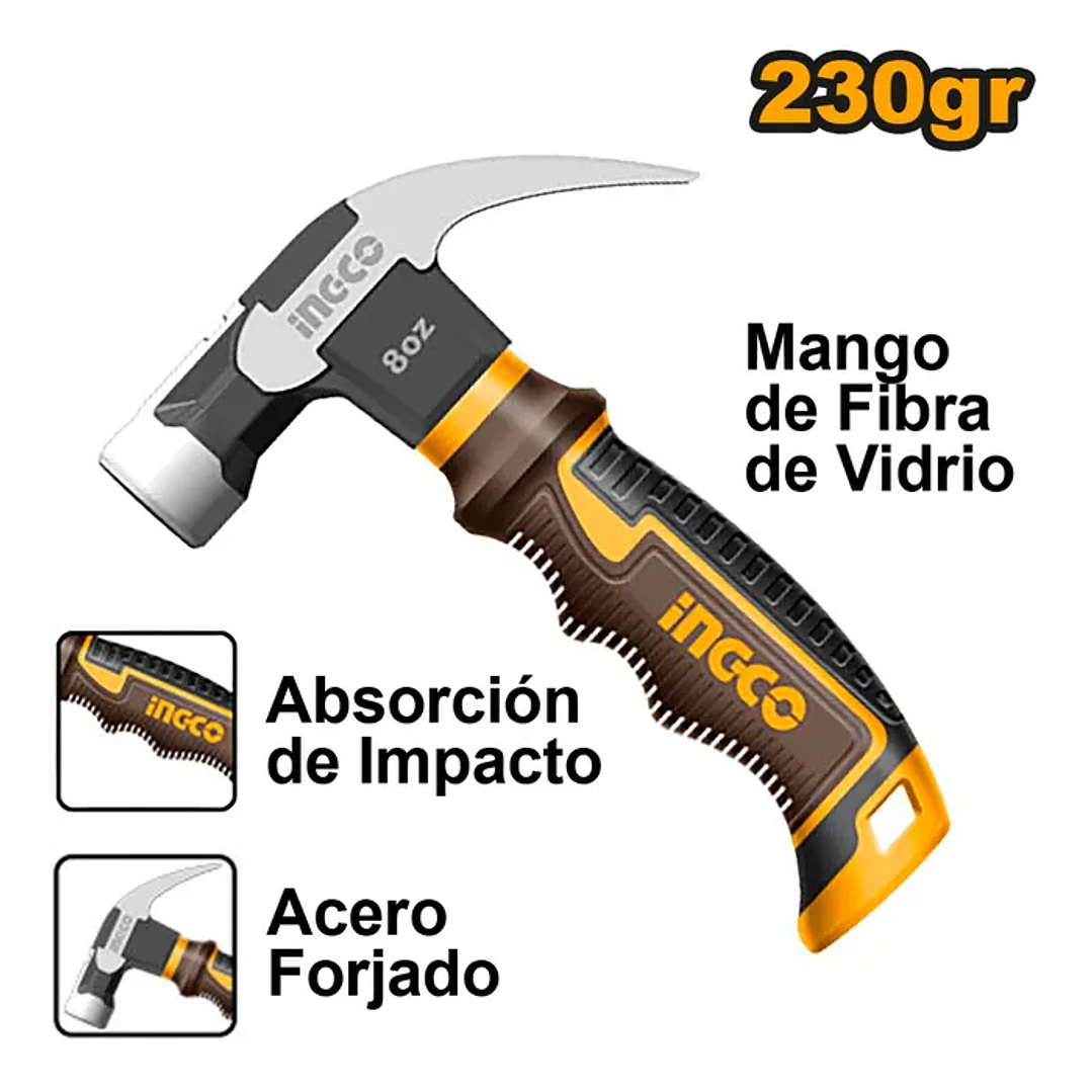 Martillo Ingco Carpintero Mini Mango Fv 220g/8oz 1