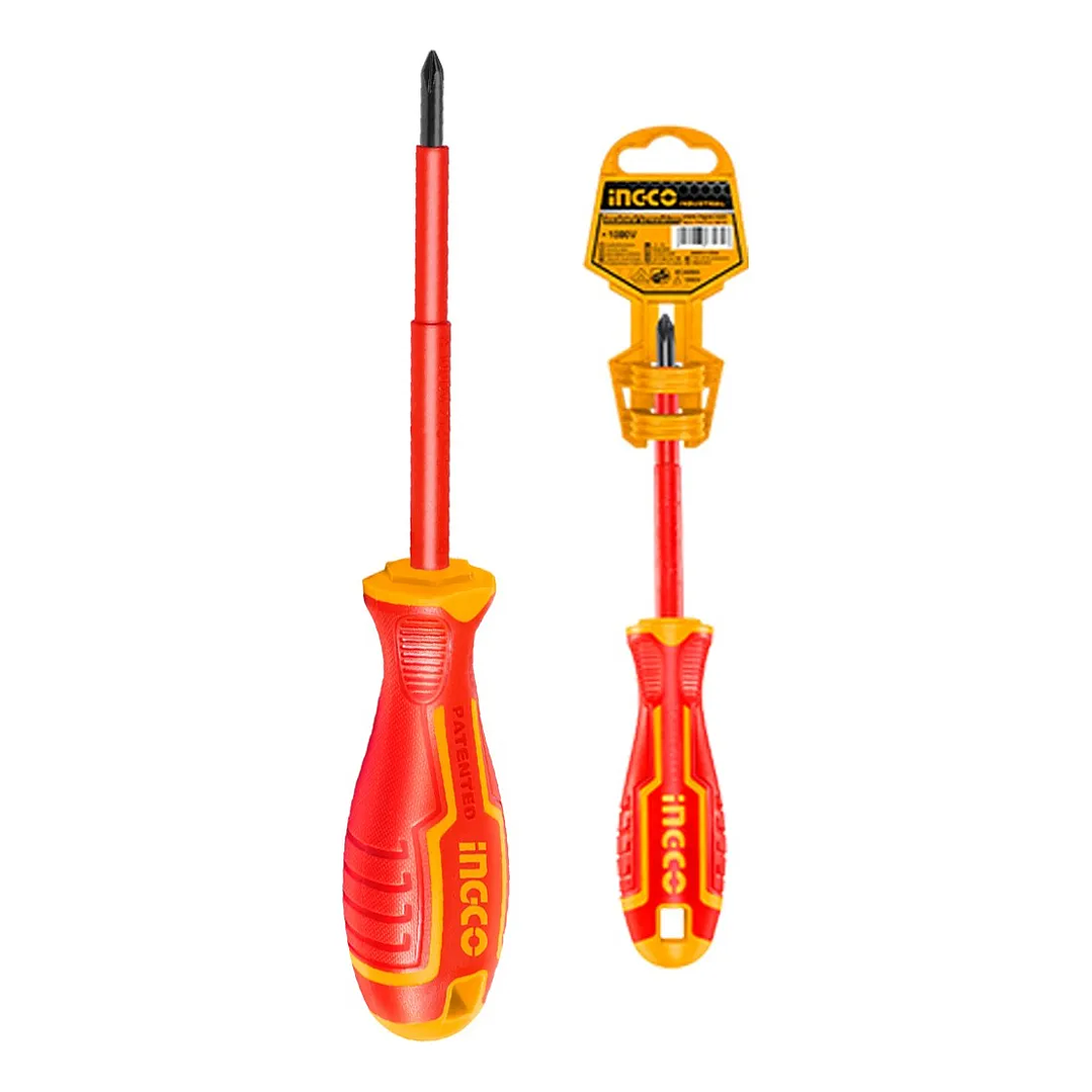 Destornillador Ingco Industrial Aislado Vde Punta Cruz Ph1x80mm 3