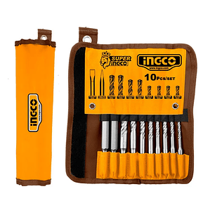 SET DE BROCAS Y CINCELES INGCO SDS PLUS 10 PIEZAS