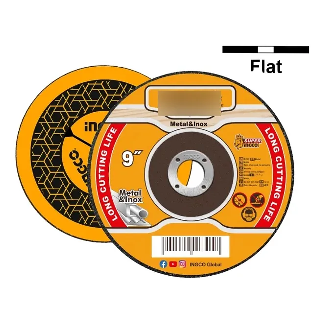 DISCO DE CORTE INGCO PLANO PARA METAL E INOX 230X2X22MM 9