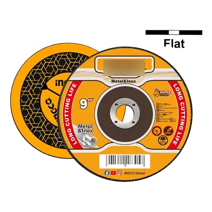 DISCO DE CORTE INGCO PLANO PARA METAL E INOX 230X2X22MM 9