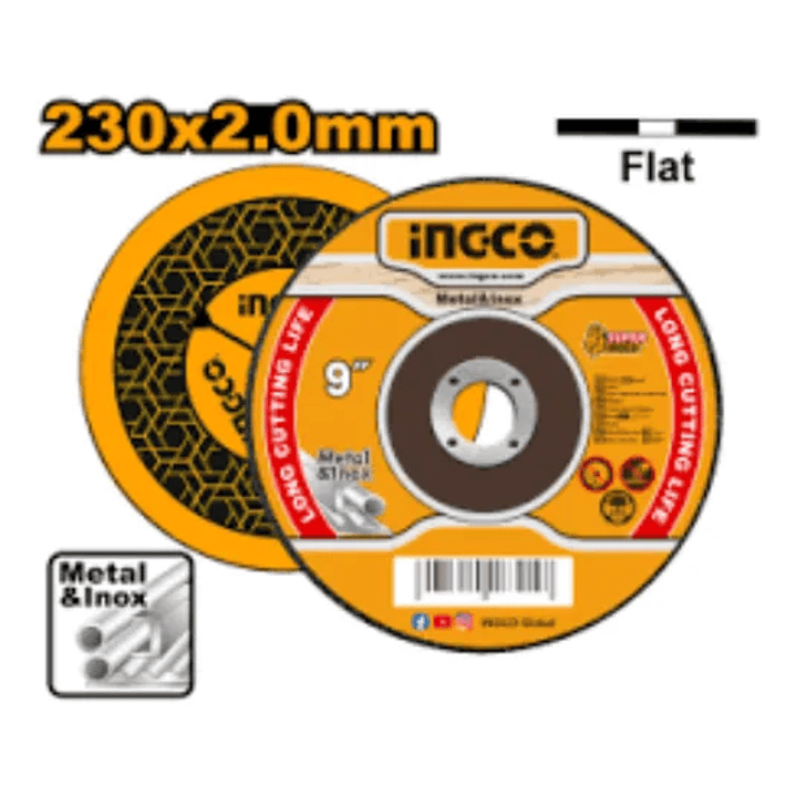DISCO DE CORTE INGCO PLANO PARA METAL E INOX 230X2X22MM 9
