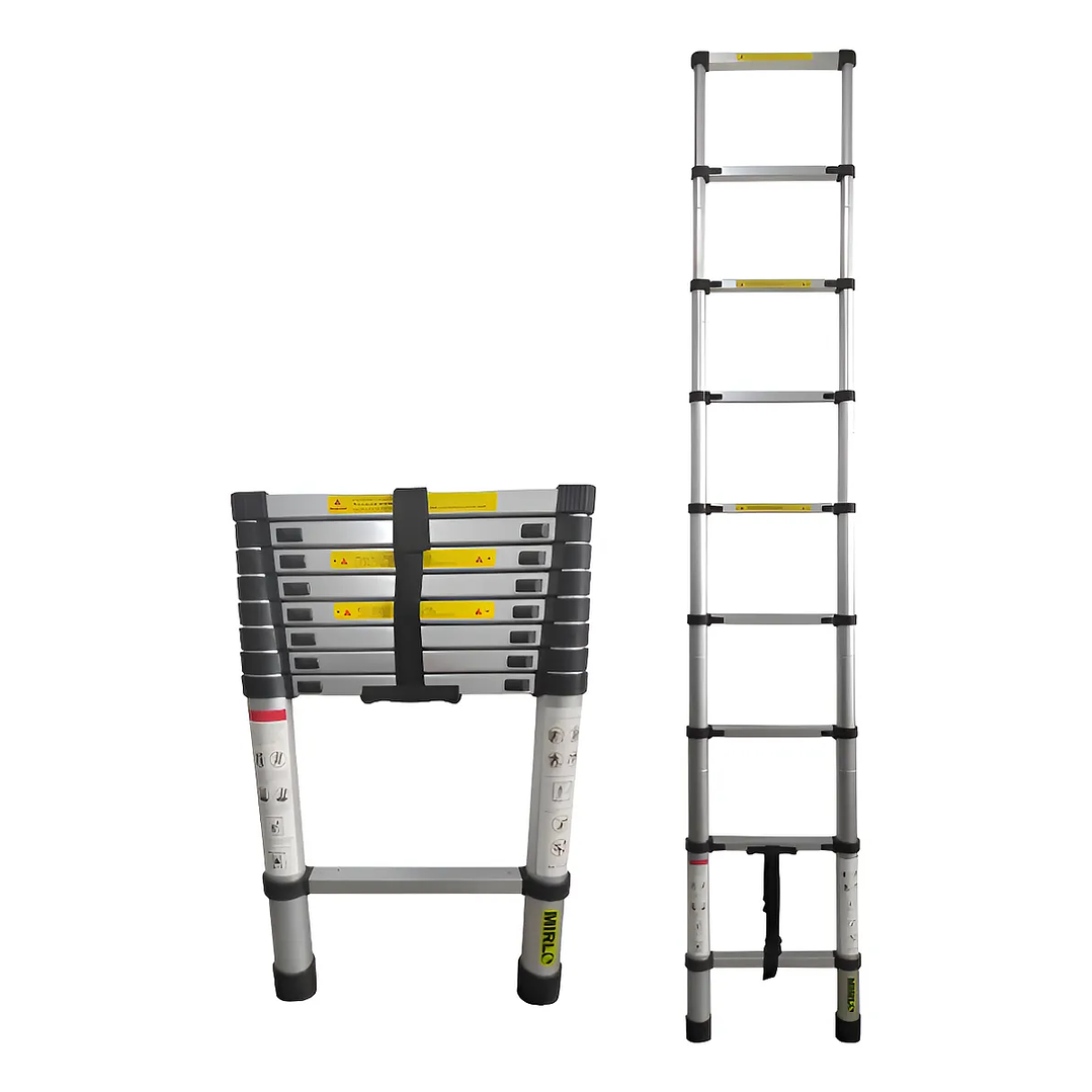 ESCALERA TELESCOPICA MIRLO 8 PELDAÑOS PLEGABLE ALUMINIO 150KG 2,6M 2
