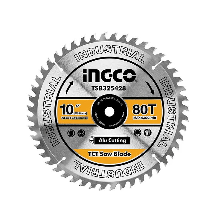 Disco De Sierra Circular Ingco Industrial Aluminio 80t 254mm 10