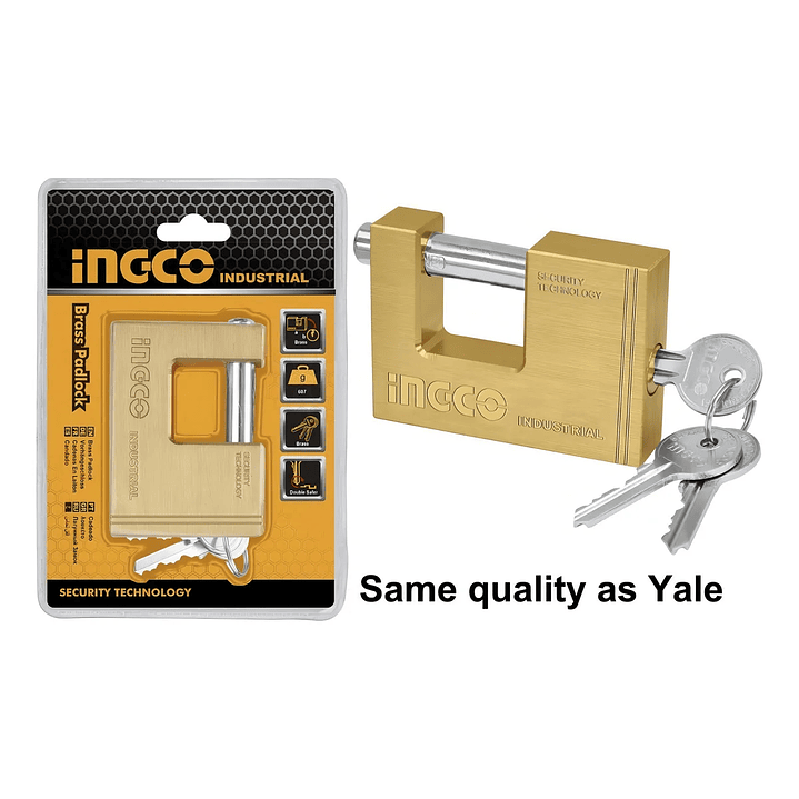 Candado De Seguridad Ingco Bloque Tipo C Industrial 90mm 3