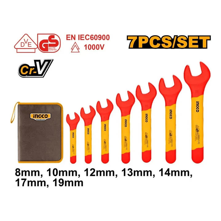 Set Llaves Ingco Punta Industrial Aisladas Vde 8-19mm 7 Piezas 3