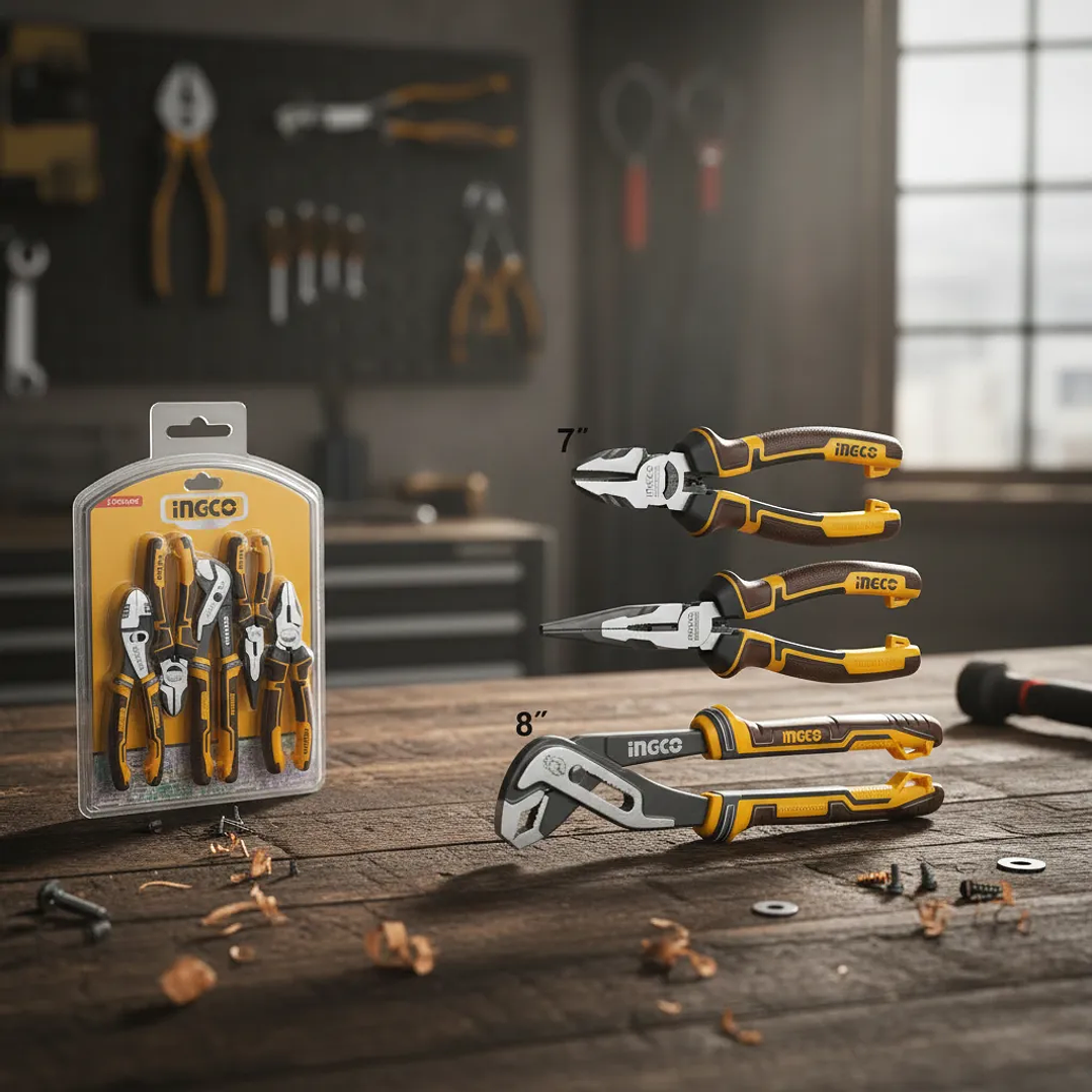 Set Alicates Ingco Industrial 5 Piezas 180-260mm/7-10