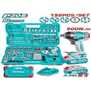 KIT LLAVE DE IMPACTO 500NM INALAMBRICO 20V CON 152 PZAS DE HERRAMIENTAS