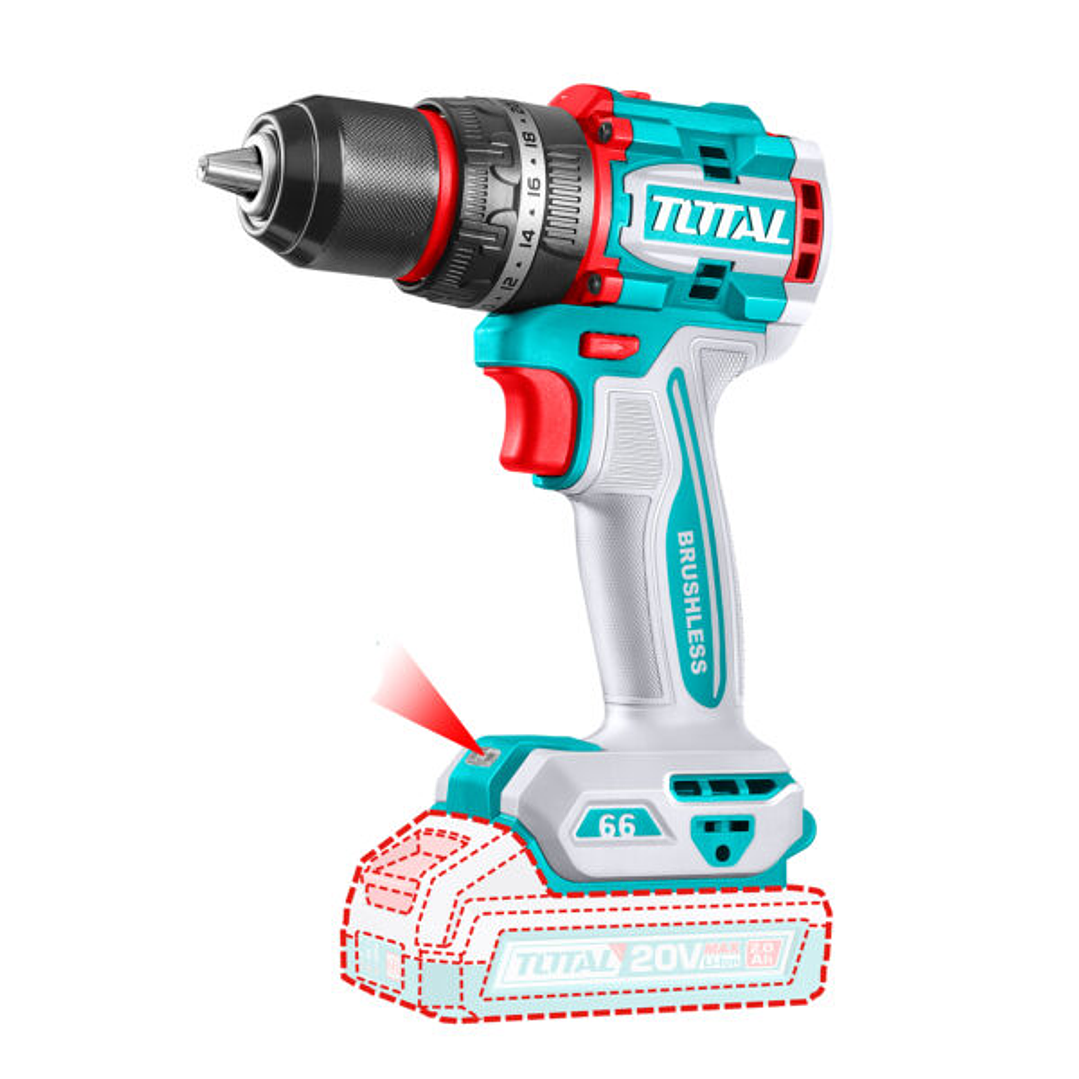 KIT TALADRO PERCUTOR 66NM INALAMB CON 165 PZAS HERRAMIENTAS TOTAL 2