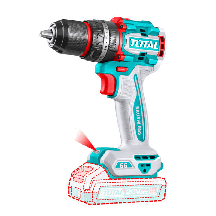 KIT TALADRO PERCUTOR 66NM INALAMB CON 165 PZAS HERRAMIENTAS TOTAL 2