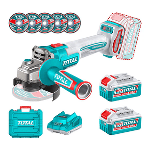 Esmeril Angular Inalámbrico 900W 20V + Baterías y Cargador