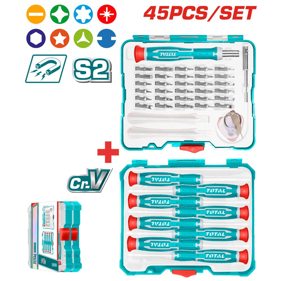 JUEGO DESATORNILLADOR TOTAL PRECISIÓN 45PCS 1
