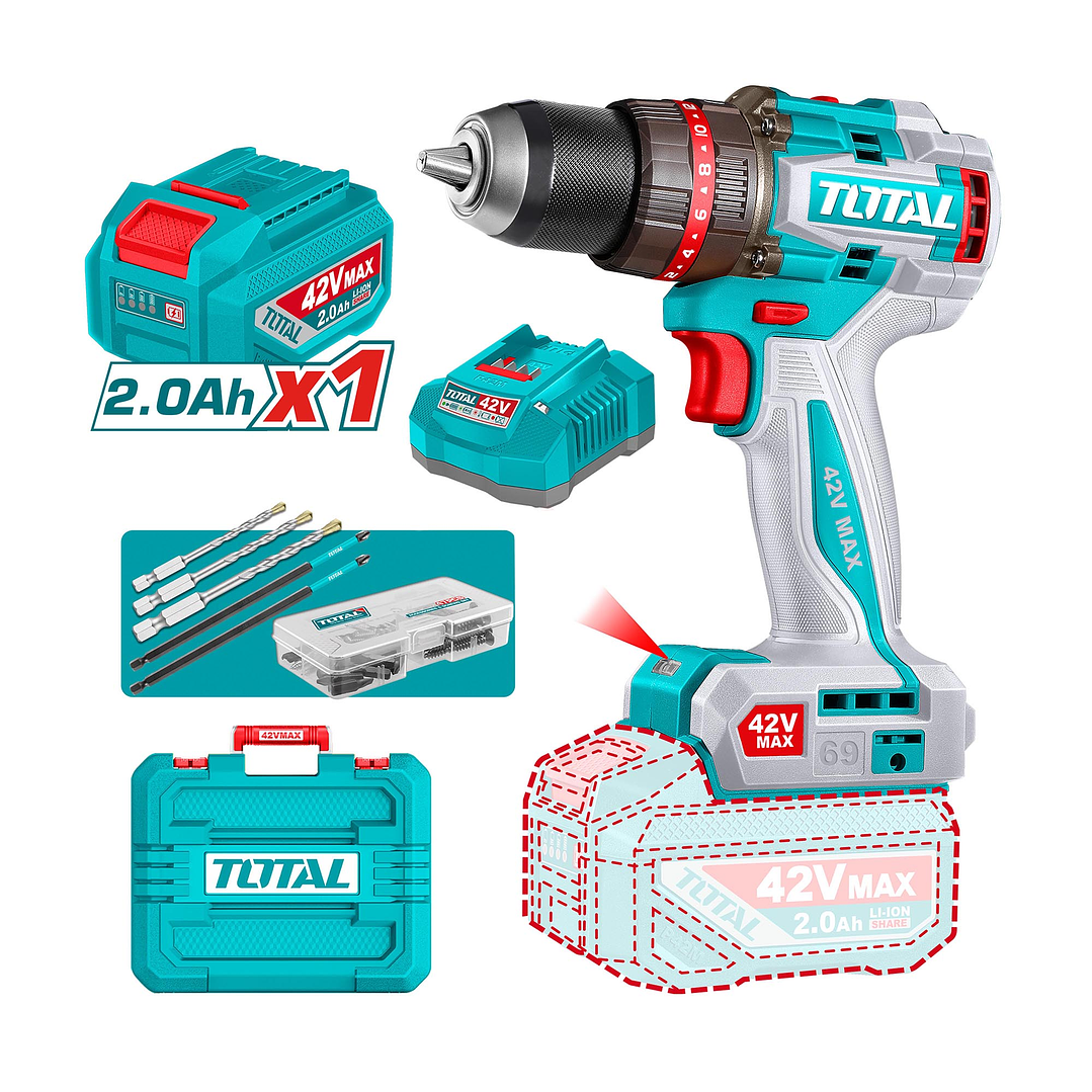 TALADRO INAL.DE IMPACTO 13MM 42V 69NM TOTAL 1