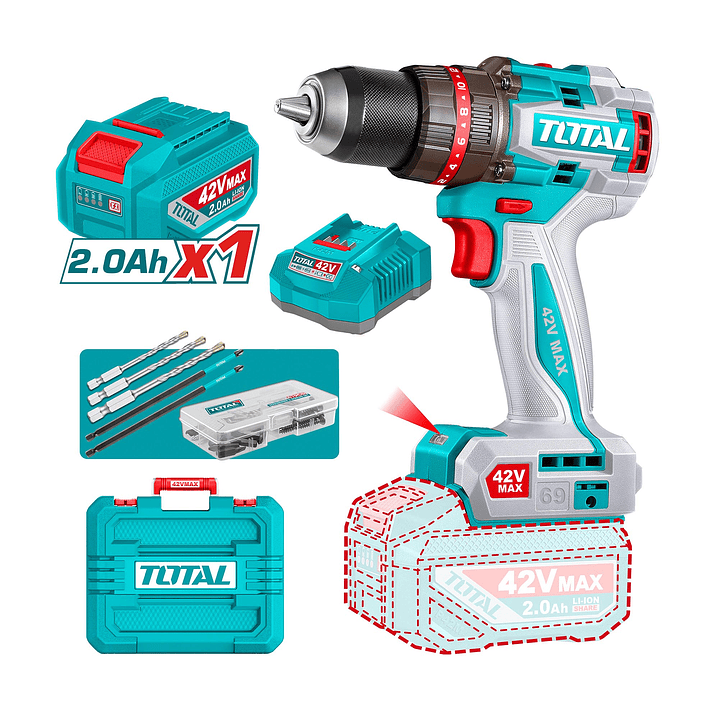 TALADRO INAL.DE IMPACTO 13MM 42V 69NM TOTAL 1