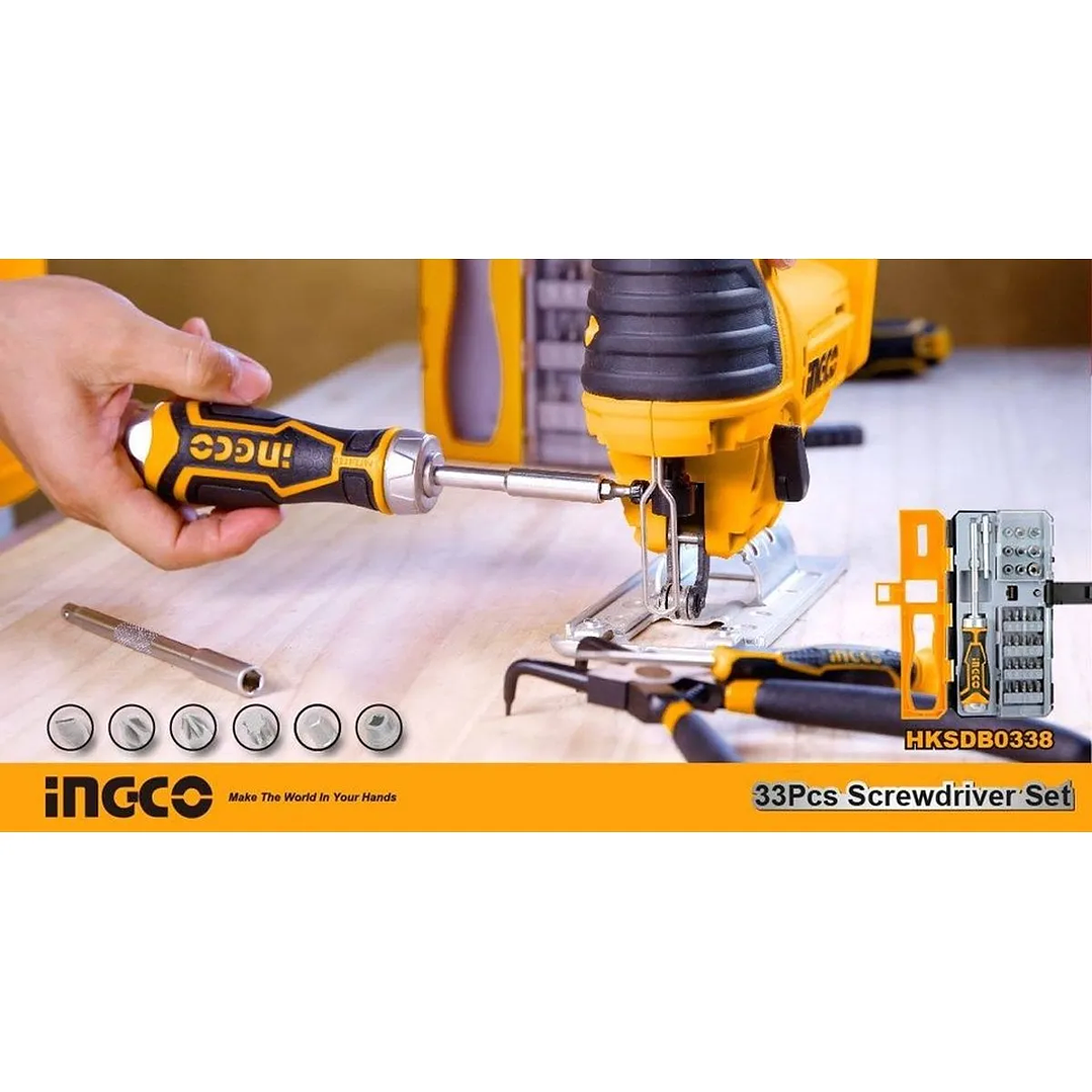 SET DESTORNILLADOR PUNTAS PH/SL/PZ/T/HEX 33 PIEZAS INGCO HKSDB0338 4