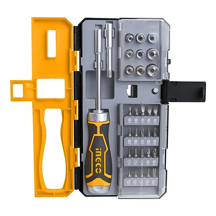 SET DESTORNILLADOR PUNTAS PH/SL/PZ/T/HEX 33 PIEZAS INGCO HKSDB0338 1