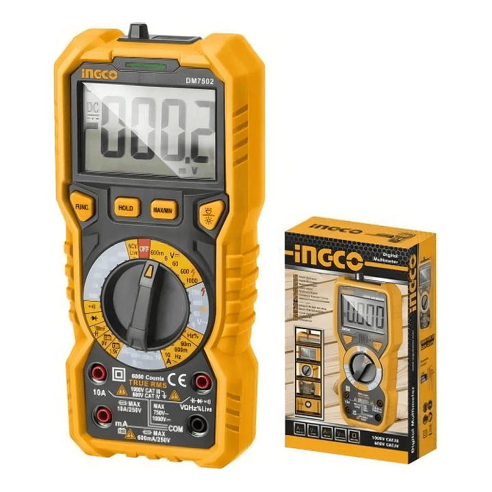 MULTIMETRO DIGITAL 6000 CUENTAS INGCO DM7502 1