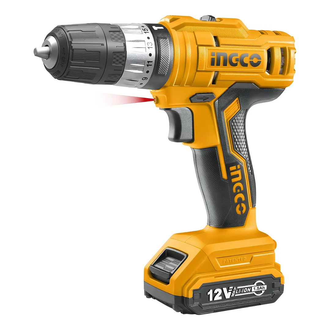 TALADRO PERCUTOR + 2 BATERIAS 1,5AH Y 1 CARGADOR NORMAL 12V/10MM INGCO CIDLI1222 3