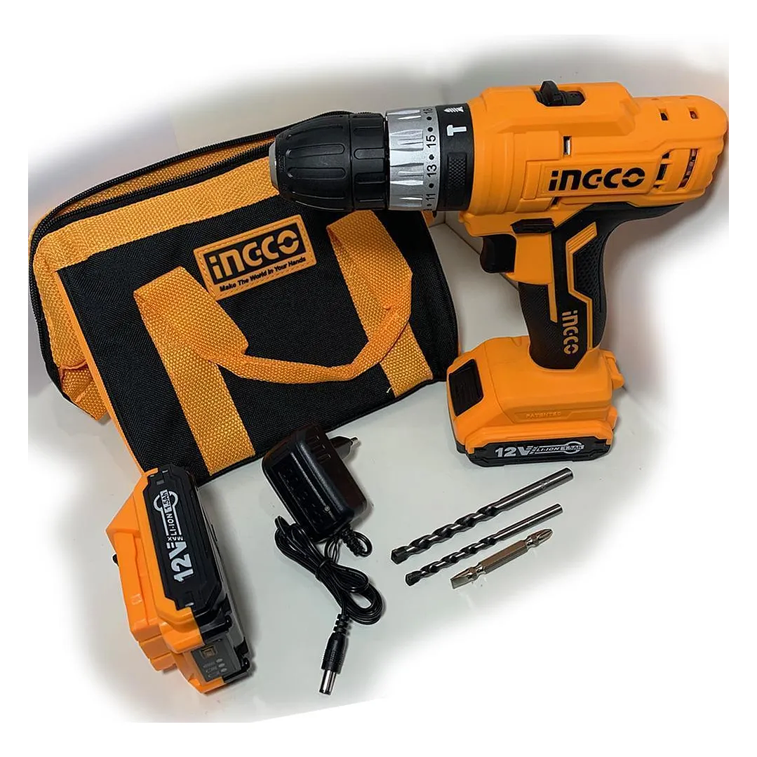 TALADRO PERCUTOR + 2 BATERIAS 1,5AH Y 1 CARGADOR NORMAL 12V/10MM INGCO CIDLI1222 4
