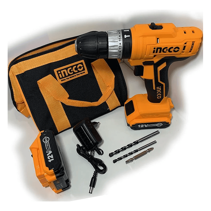 TALADRO PERCUTOR + 2 BATERIAS 1,5AH Y 1 CARGADOR NORMAL 12V/10MM INGCO CIDLI1222 4