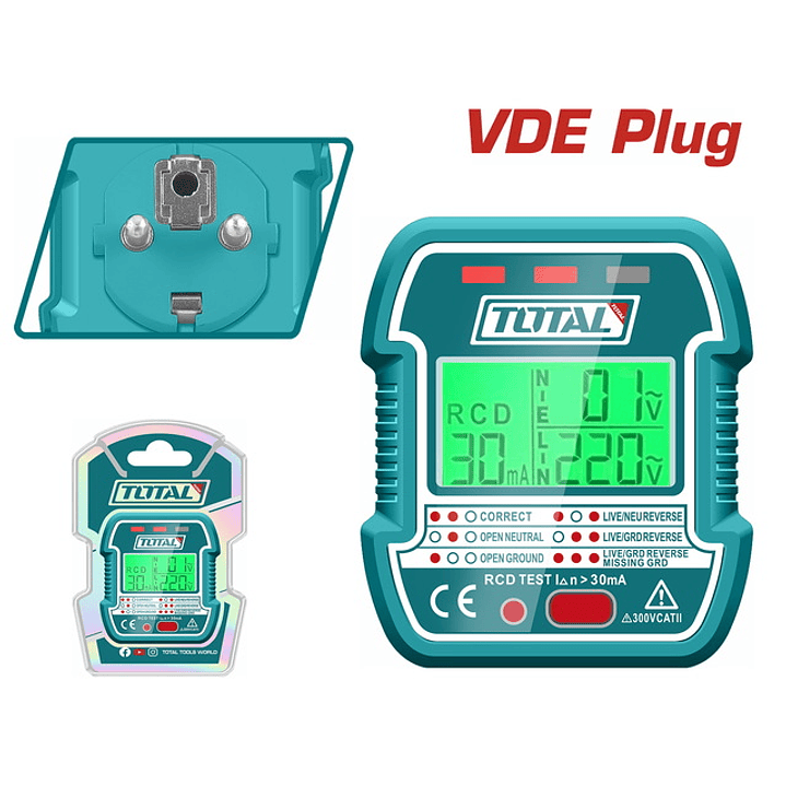 Probador Diferencial De Enchufes Lcd Total Tesst30011 1