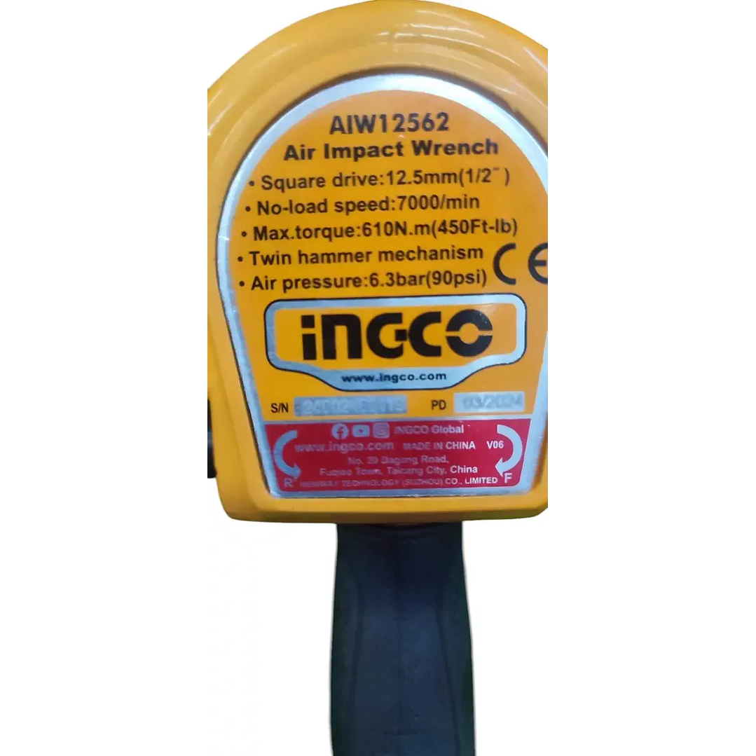 Pistola De Impacto Ingco Industrial Neumatica 1/2