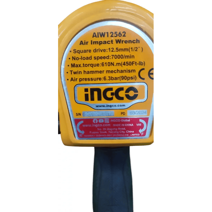 Pistola De Impacto Ingco Industrial Neumatica 1/2