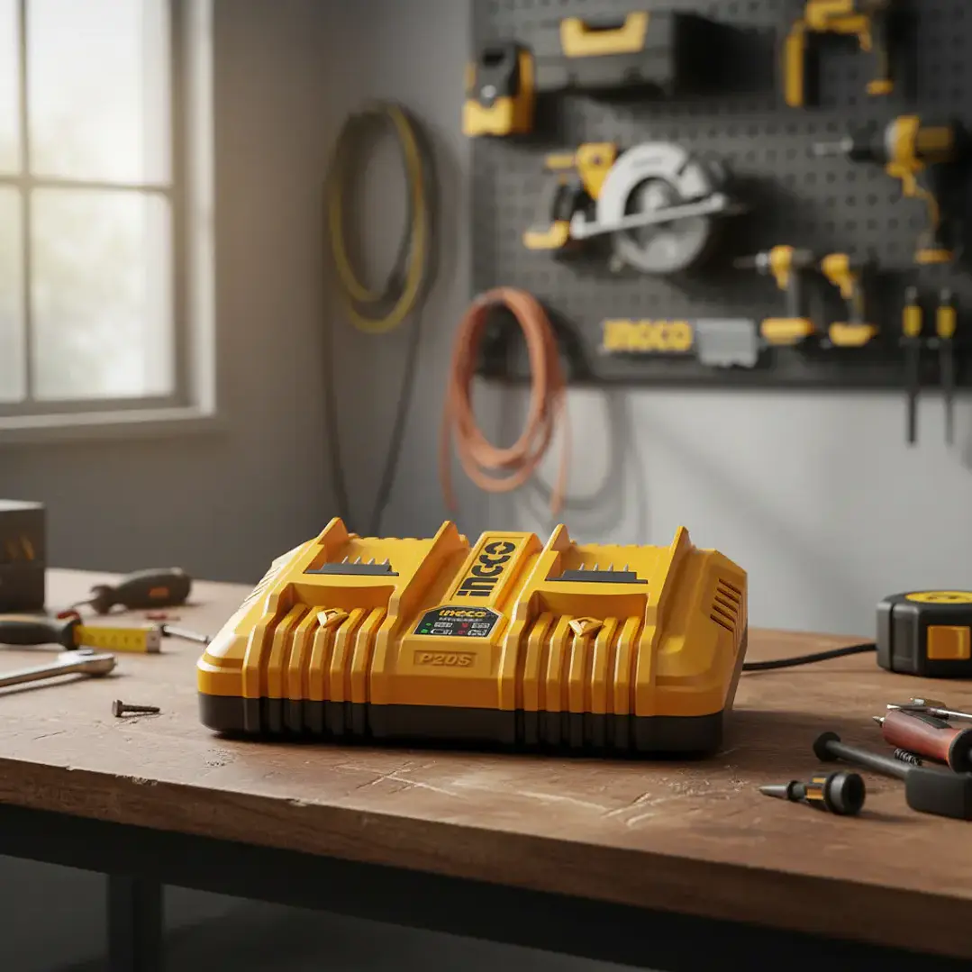 CARGADOR DE BATERIA RAPIDO DOBLE 4AH INDUSTRIAL P20S 20V INGCO FCLI2034 4