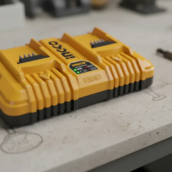 CARGADOR DE BATERIA RAPIDO DOBLE 4AH INDUSTRIAL P20S 20V INGCO FCLI2034 5