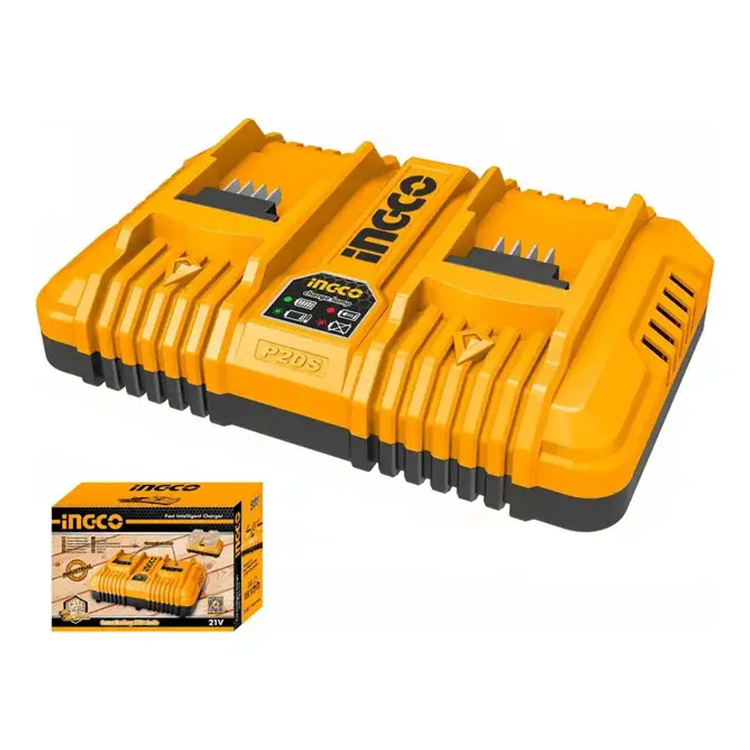 CARGADOR DE BATERIA RAPIDO DOBLE 4AH INDUSTRIAL P20S 20V INGCO FCLI2034 3