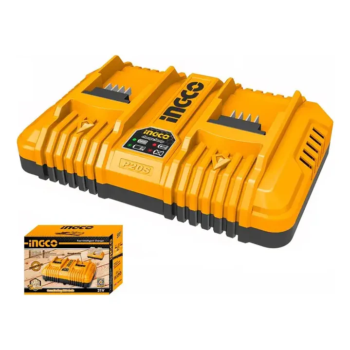 CARGADOR DE BATERIA RAPIDO DOBLE 4AH INDUSTRIAL P20S 20V INGCO FCLI2034 3