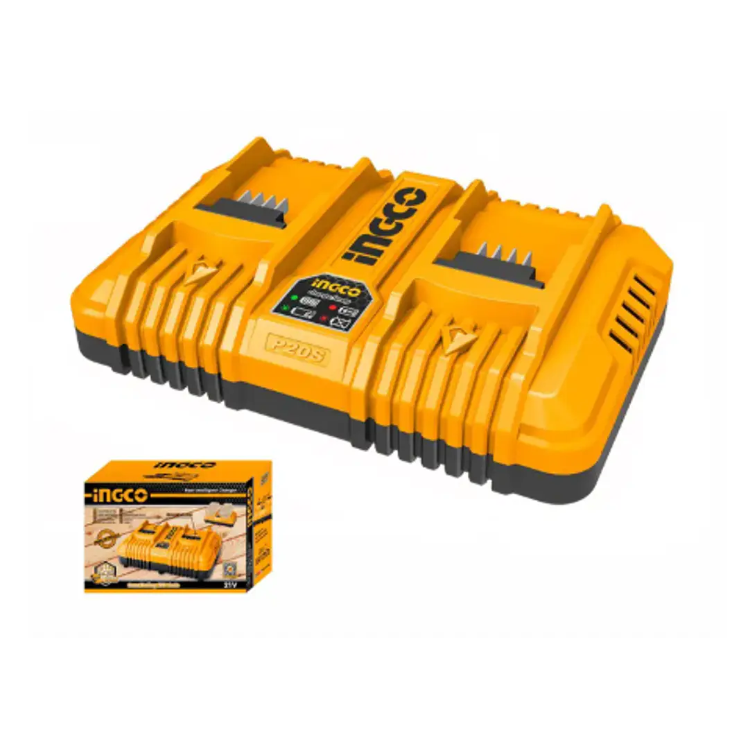 CARGADOR DE BATERIA RAPIDO DOBLE 4AH INDUSTRIAL P20S 20V INGCO FCLI2034 1