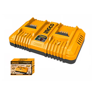 CARGADOR DE BATERIA RAPIDO DOBLE 4AH INDUSTRIAL P20S 20V INGCO FCLI2034