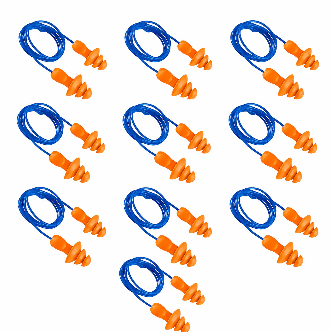 Pack 10 Tapones Auditivos Wadfow Reutilizables Con Cordon 32db 1