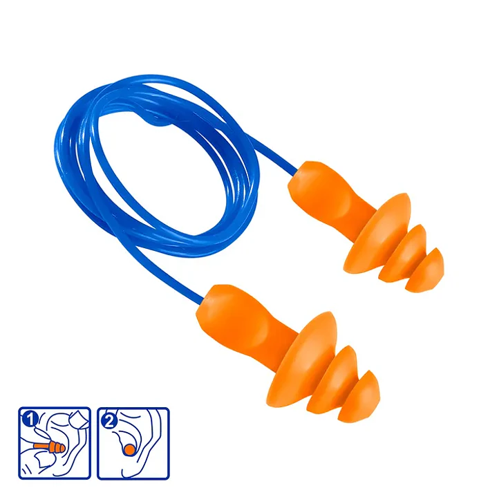 Pack 10 Tapones Auditivos Wadfow Reutilizables Con Cordon 32db 2