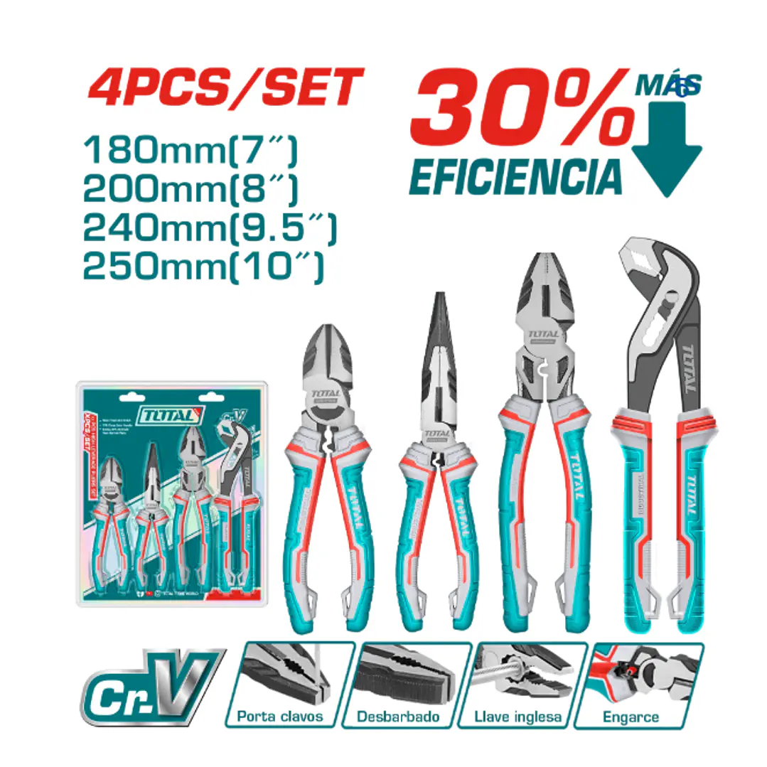 JUEGO DE ALICATES 4 PIEZAS TOTAL THT2K0498 1