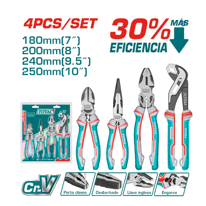 JUEGO DE ALICATES 4 PIEZAS TOTAL THT2K0498 1
