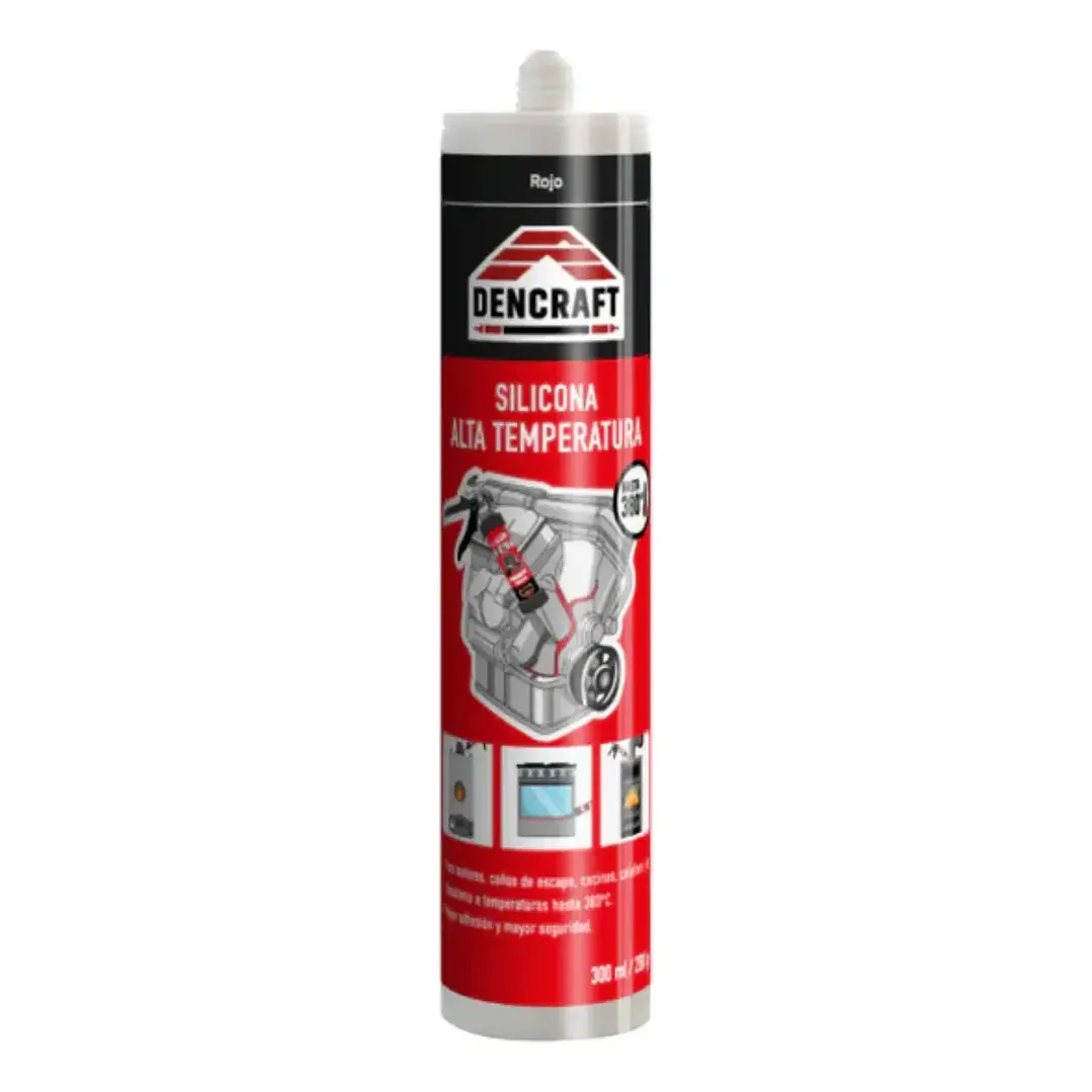 SILICONA ALTA TEMPERATURA ROJA 300ML DENCRAFT 1006 3