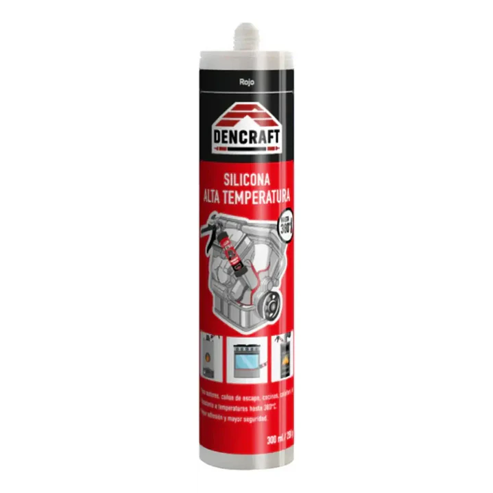 SILICONA ALTA TEMPERATURA ROJA 300ML DENCRAFT 1006 3