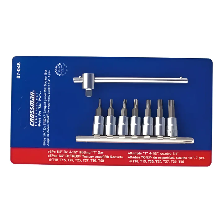 LLAVE DADO CROSSMAN TAMPER PROOF TORX 87-046 1/4 DR JGO. 8 PZS 1