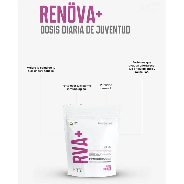 Renöva+ 2.0 Original_Biopeptidos De Colageno + Resveratrol + Biotina FWP 2
