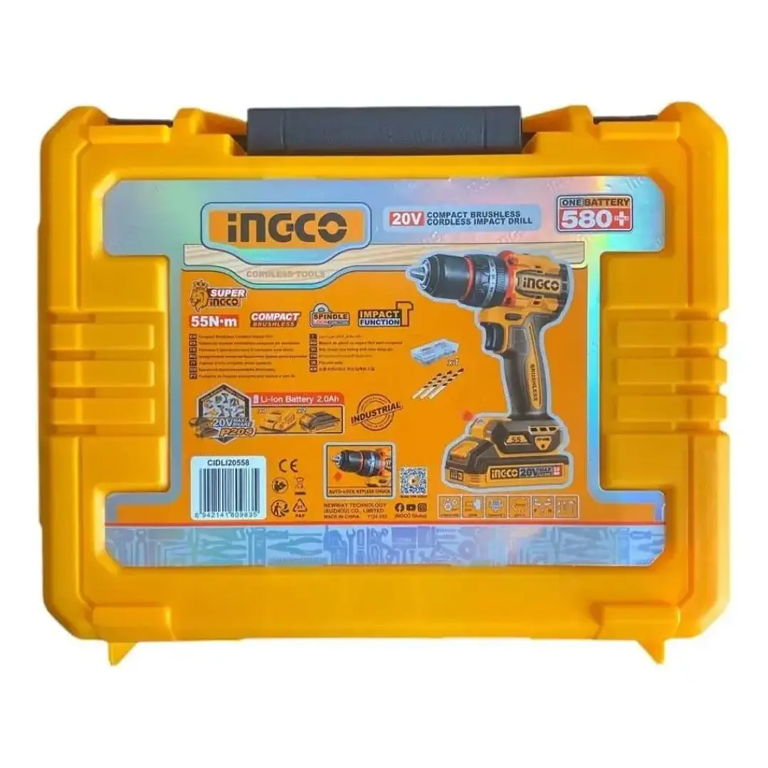 TALADRO INGCO INALAMBRICO DE IMPACTO 20V - C/2 BAT.2.0AH Y 1 CARGADOR CIDLI205 2
