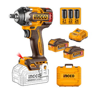 PISTOLA DE IMPACTO 550NM BL + 2BAT 4AH Y CARGAD INDUSTRIAL 1/2