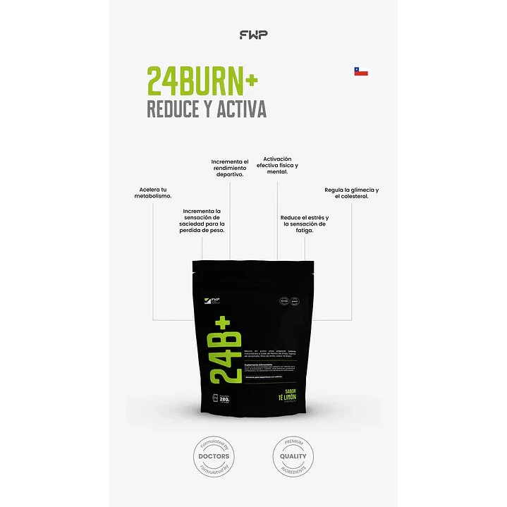 Suplemento En Polvo 24burn+ Original + Biotina Sabor Limón 6