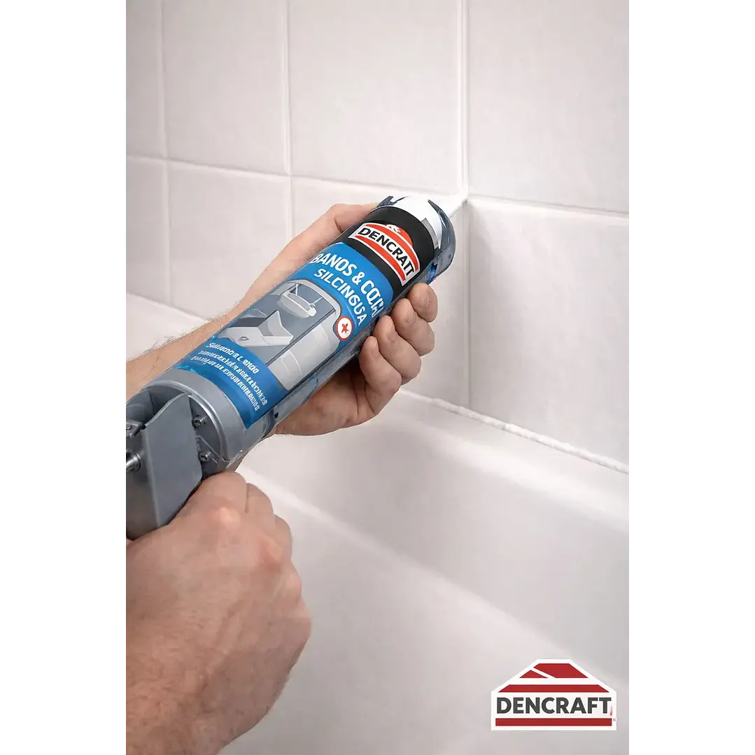 SILICONA ACETICA MULTIUSO BAÑO Y COCINA 300ML TRANSPARENTE DENCRAFT 1002 3