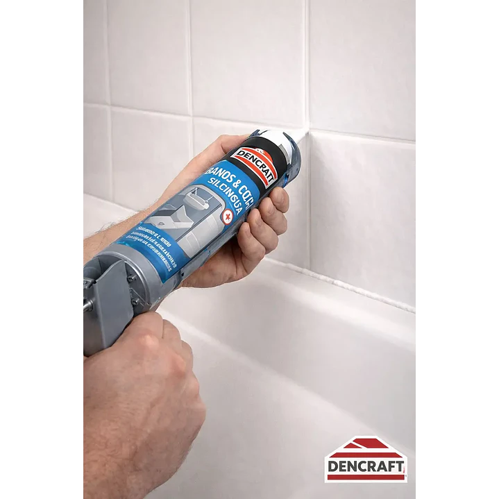 SILICONA ACETICA MULTIUSO BAÑO Y COCINA 300ML TRANSPARENTE DENCRAFT 1002 3