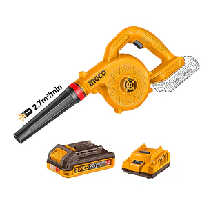 SOPLADOR +BAT 2AH Y CARG 20V 2,7M³/MIN INGCO CABLI20781