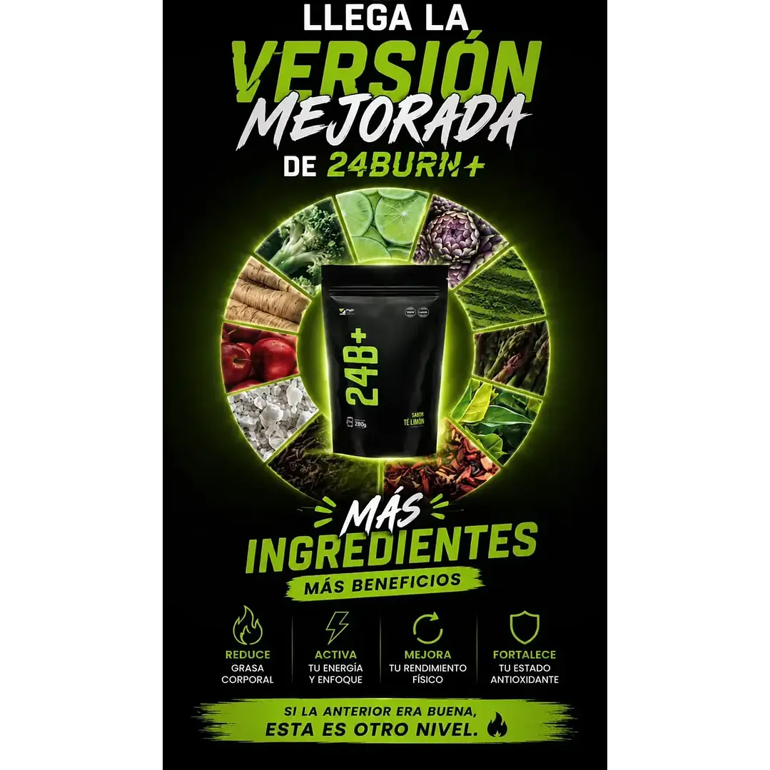 Suplemento En Polvo 24burn+ Original + Biotina Sabor Limón 10