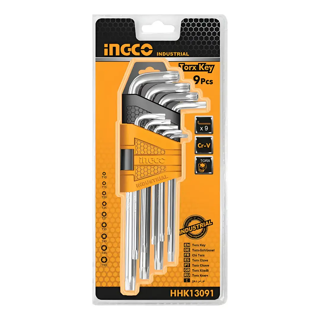SET LLAVES TORX INDUSTRIAL 9 PIEZAS T10-T50 INGCO HHK13091 1